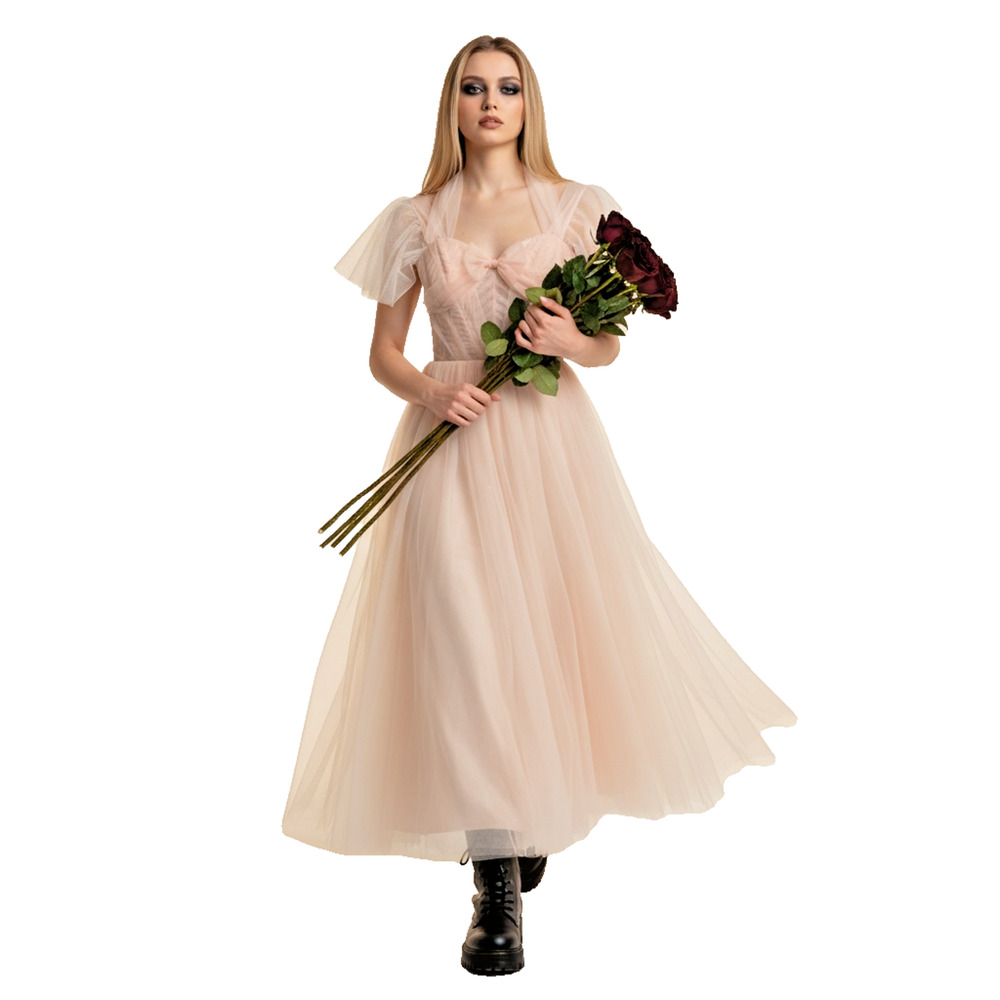 TS Couture Blush Pink Glitter Tulle Corset Gown Sheer Mini Lining Coquette